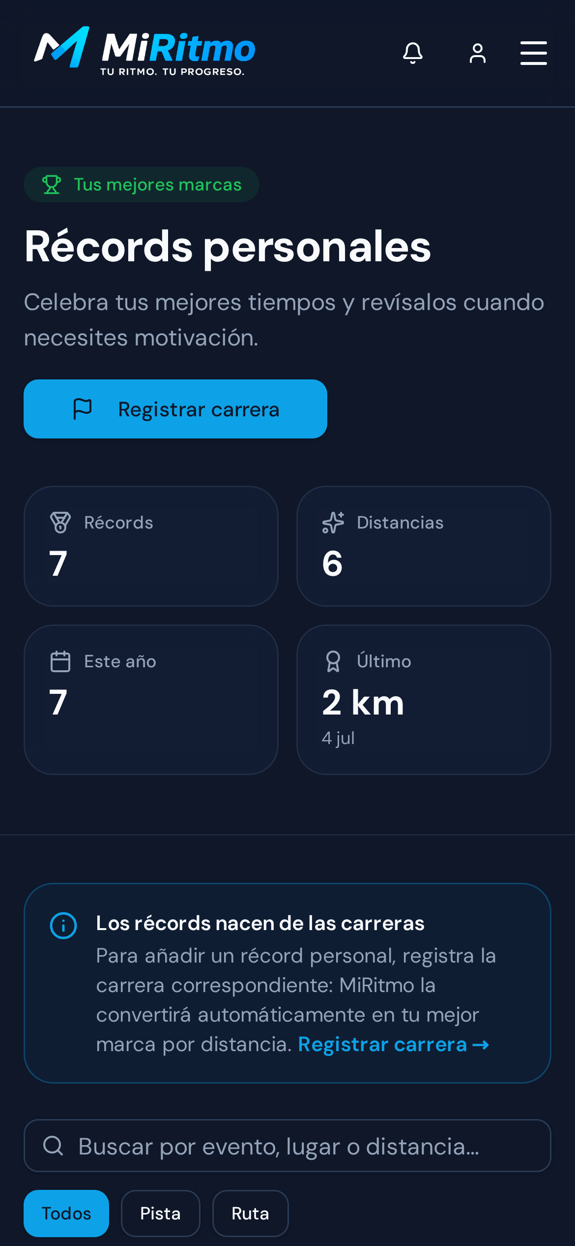 Récords en móvil